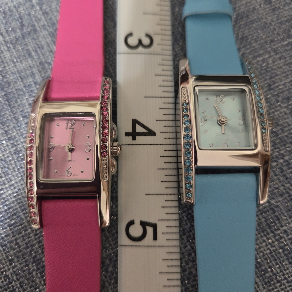 Playful Pink and Blue Gem-Accented Watches